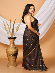 Black & Maroon Bhagalpuri silk saree