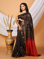 Black & Maroon Bhagalpuri silk saree