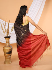 Black & Maroon Bhagalpuri silk saree
