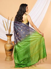 Grey & Green Bhagalpuri silk saree