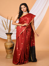 Maroon & Black Bhagalpuri silk saree