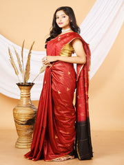 Maroon & Black Bhagalpuri silk saree