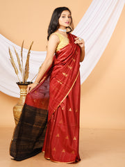Maroon & Black Bhagalpuri silk saree
