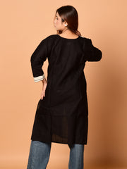 White & Black pure cotton Kantha work Kurti