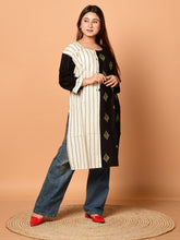 White & Black pure cotton Kantha work Kurti