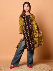 White & Black pure cotton batik kantha work kurti