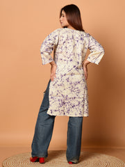 White & Black pure cotton batik kantha work kurti