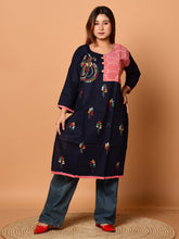 Navy Blue & Multi pure cotton Kantha work  Kurti