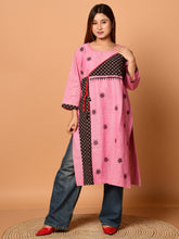 Pink & Black pure cotton Kantha work  Kurti