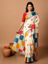Laa Calcutta Off White & Multi Bhagalpuri silk saree
