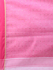 White & Pink cotton  Handloom  saree