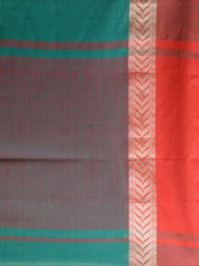Laa Calcutta Green & Red pure cotton solid handloom saree