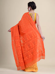 Orange & Yellow  Cotton Minakari Jamdani Saree