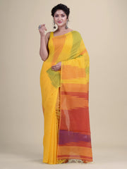 Yellow & Red  Handloom  saree