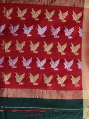 Green & Red Cotton Jamdani Saree