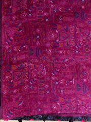 Black & Rani Silk cotton  Handloom  saree