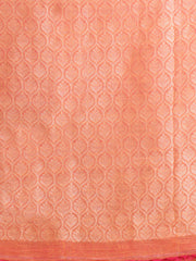 Peach  & Golden  Linen  saree