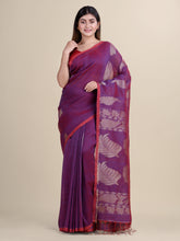 Purple & Golden Linen saree