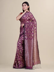 Purple  & Golden  Linen  saree