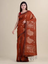 Brown & Golden  Linen  saree
