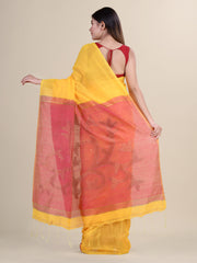 Yellow & Pink Handloom saree
