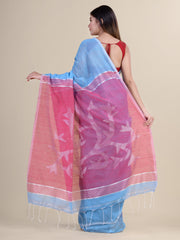 Sky Blue & Pink Handloom saree