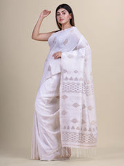 Laa Calcutta White & Golden Linen saree