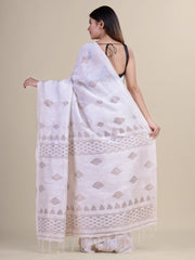 Laa Calcutta White & Golden Linen saree