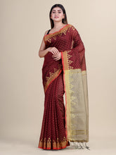 Grey & Maroon  handloom saree