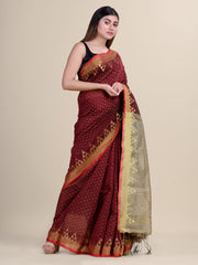 Grey & Maroon  handloom saree