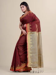 Grey & Maroon handloom saree