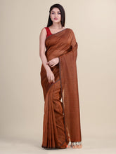 Brown & Golden  Cotton Handloom Saree