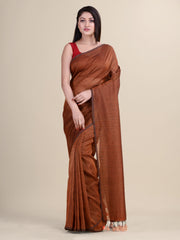 Brown & Golden  Cotton Handloom Saree