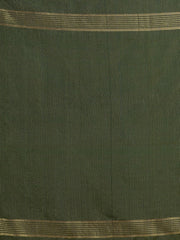 Deep Green & Golden Cotton Handloom Saree