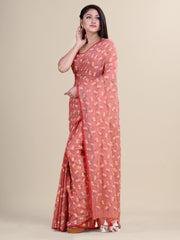 Peach & Multi Cotton Handloom Saree