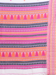 White Pink & Multi Handloom Saree