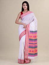 White Pink & Multi Handloom Saree