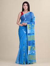 Laa Calcutta Blue & Multi pure cotton jamdani saree