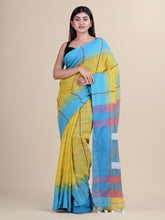 Yellow & Blue  Cotton Handloom Saree