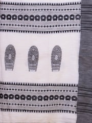 White & Black Handloom  saree