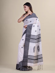 White & Black Handloom  saree