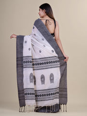 White & Black Handloom  saree