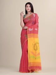 Pink & Yellow  Handloom  saree