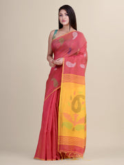 Pink & Yellow  Handloom  saree