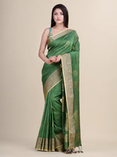 Green & Golden  Linen  saree