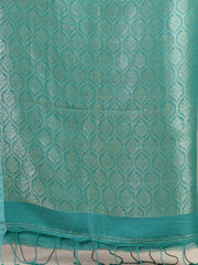 Sea Green & Golden  Linen  saree