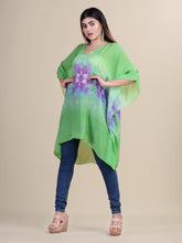 Green tie and dye print kaftan