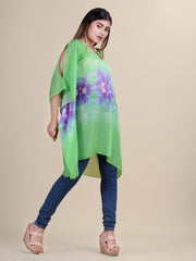 Green tie and dye print kaftan