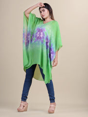 Green tie and dye print kaftan
