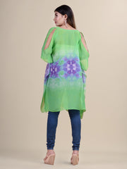 Green tie and dye print kaftan